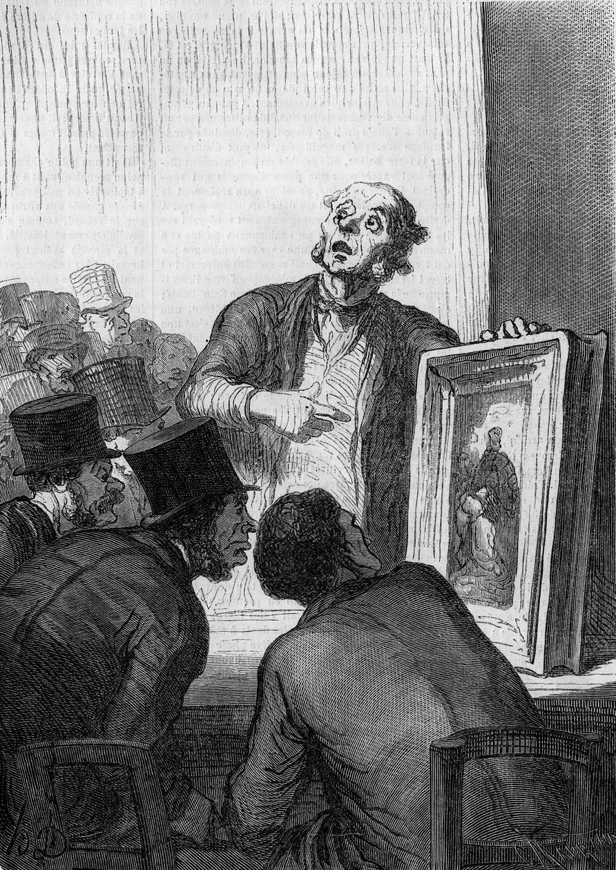 Az aukciósház: a művészeti szakértő. Honore Daumier (1808-1879) karikatúrája. Metszet a „” Le Monde Illustré”” 308. számában, március 7-én alkotó: Honoré Daumier