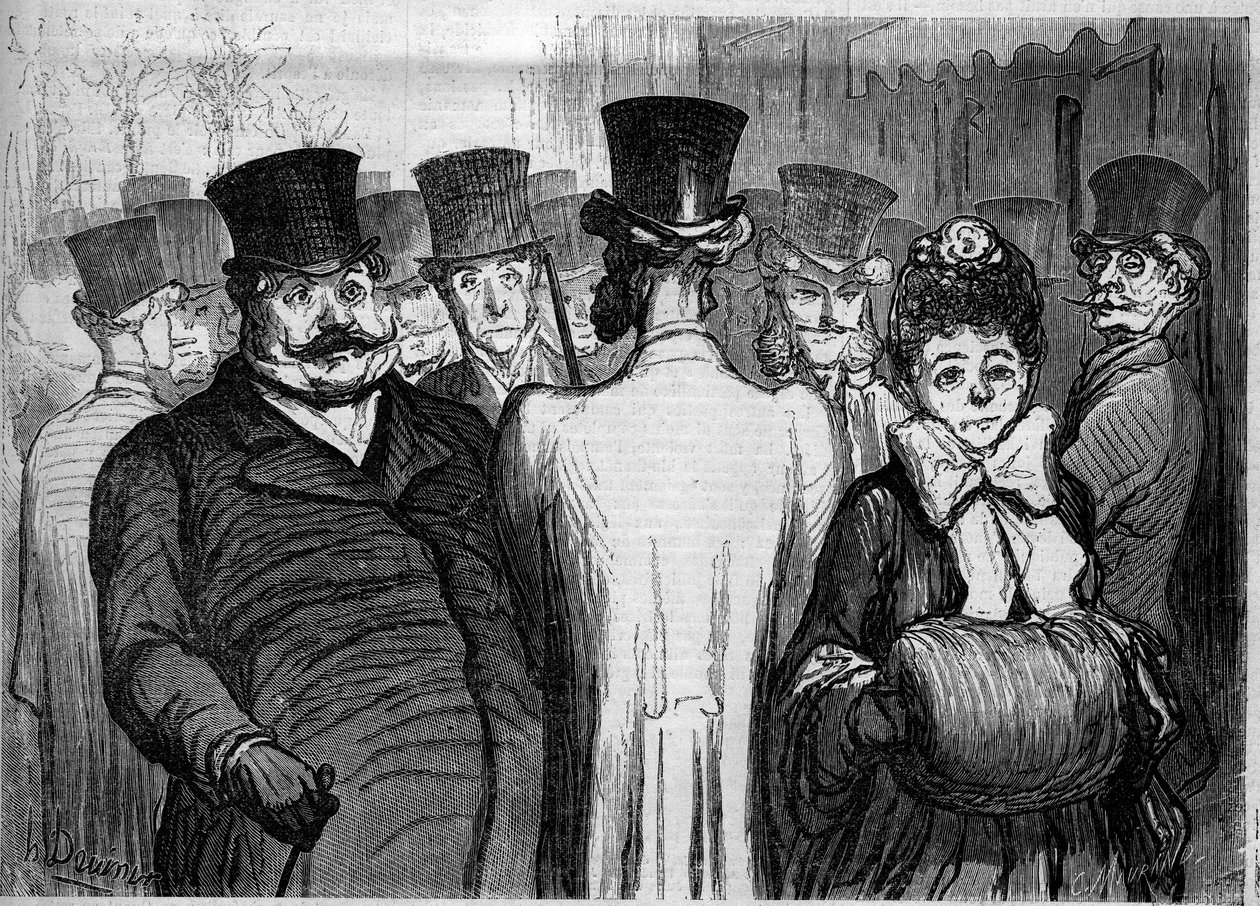 Az olaszok körútja. Honore Daumier (1808-1879) rajzfilmje. Metszet a „” Le Monde Illustré”” 252. számában, február 8 alkotó: Honoré Daumier