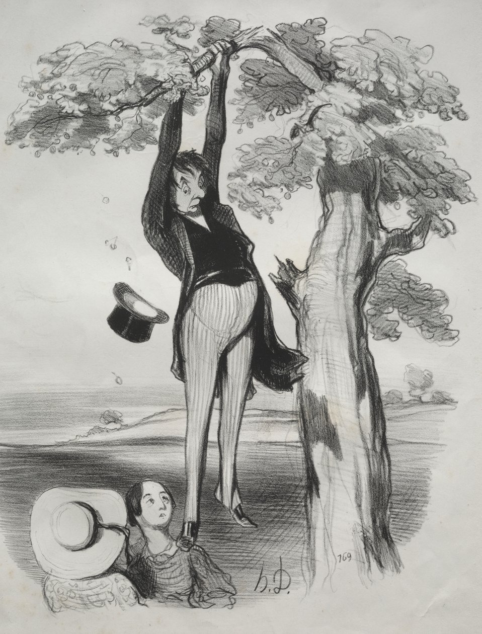 A szilvafa túl erőteljes megrázásának veszélyei (ha már felnőtt ember) alkotó: Honoré Daumier