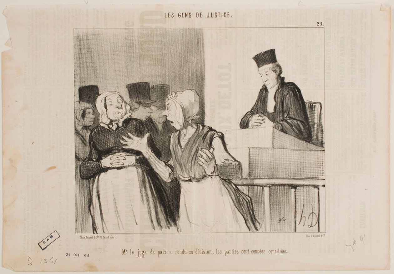 A békéltető bíróság bírája meghozta ítéletét… az összes felet békéltetni kell. alkotó: Honoré Daumier