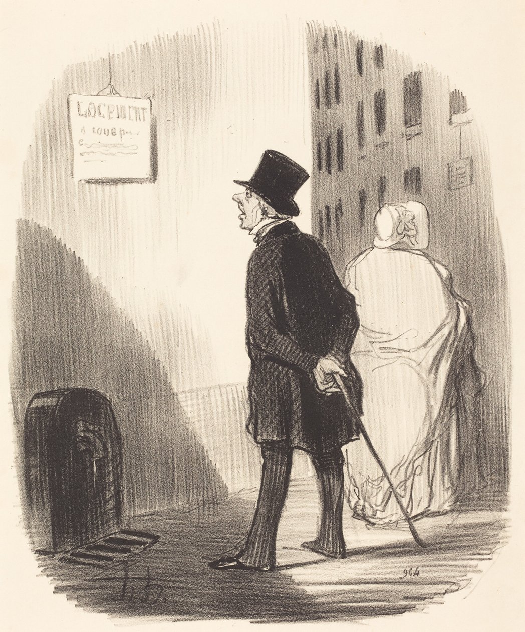 Nézd csak, itt van egy tábla, amit a feleségem elhagyott… alkotó: Honoré Daumier