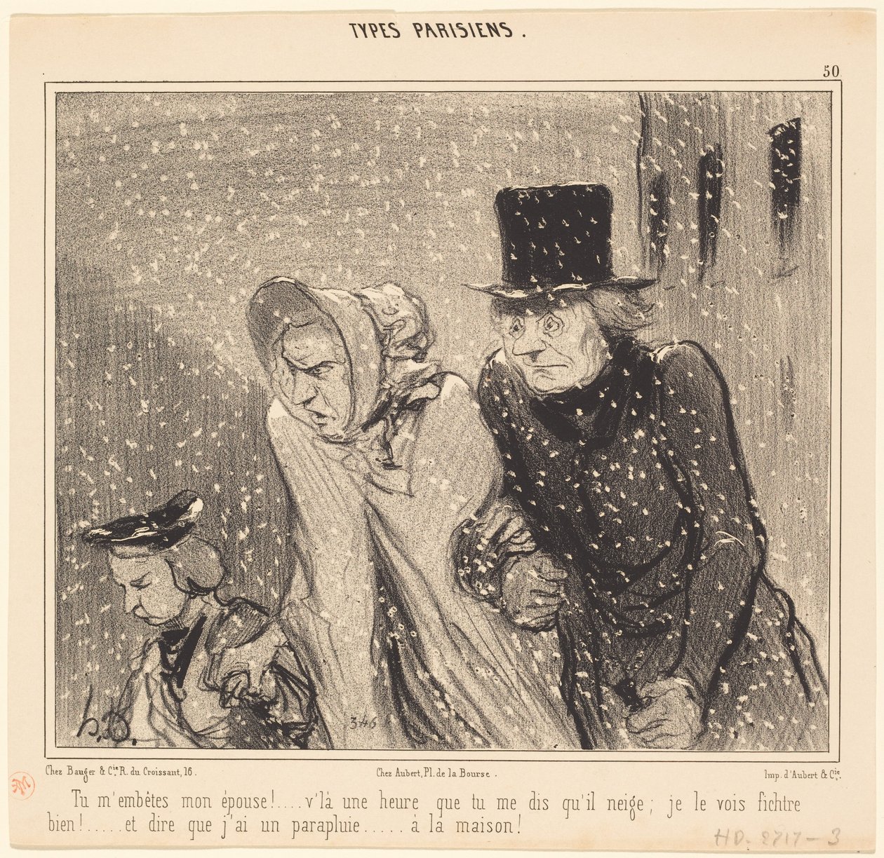 Zavarsz, feleségem!... itt egy óra... alkotó: Honoré Daumier