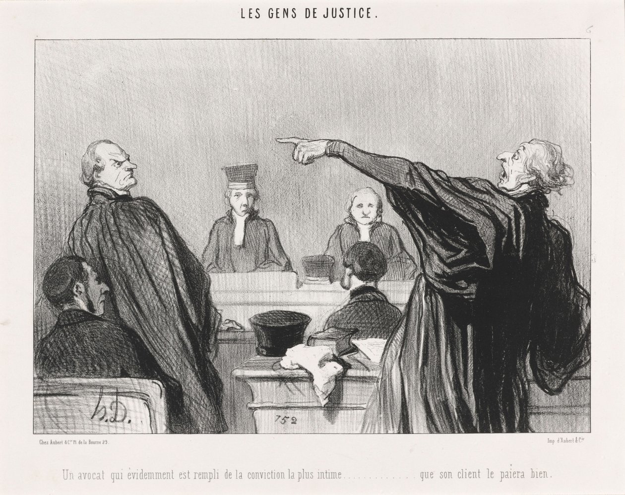Egy ügyvéd, aki… mély meggyőződéssel teli… alkotó: Honoré Daumier