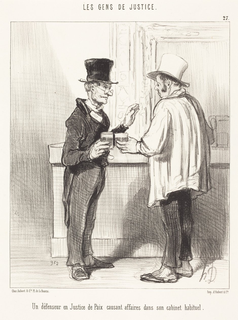 Egy védő ... beszélgetve ... megszokott dolgozószobájában alkotó: Honoré Daumier