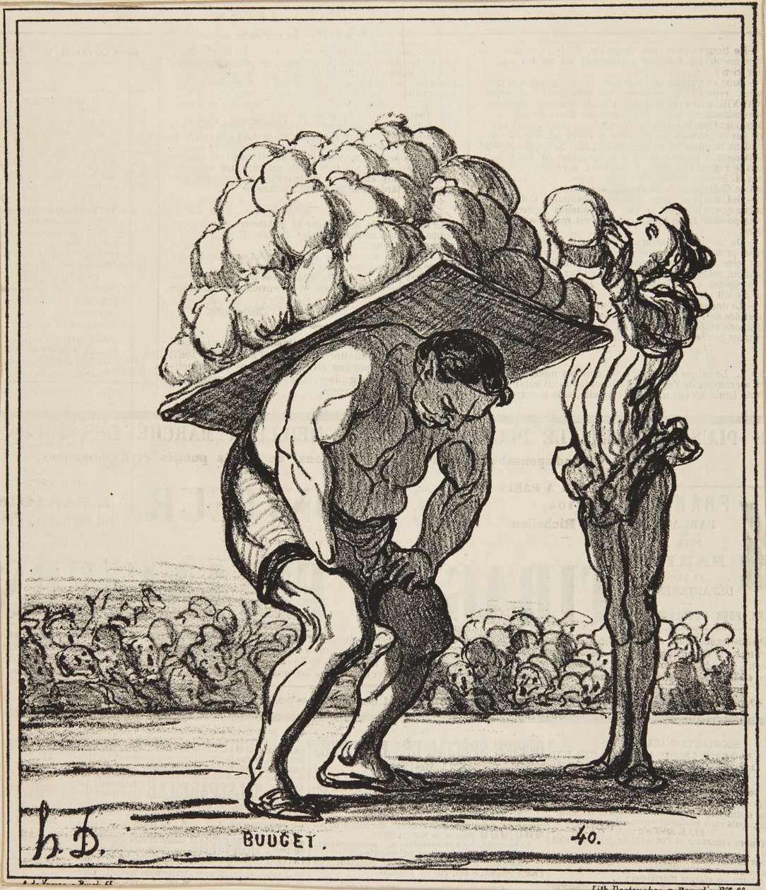 „Egy Herkules, aki benyomja a Szent Cloud ünnepének résztvevőit” alkotó: Honoré Daumier