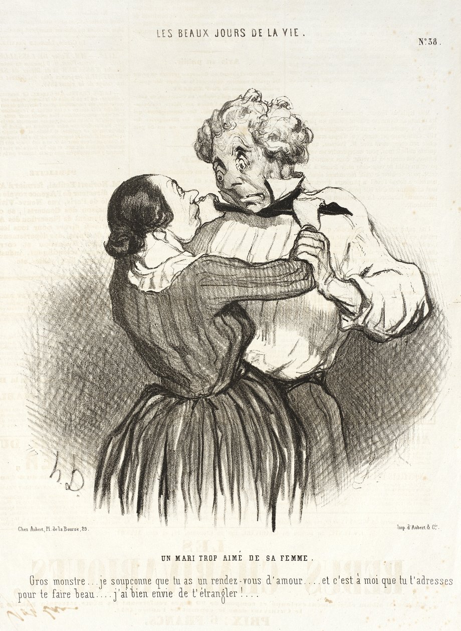 Egy férj, akit túlságosan szeret a felesége. alkotó: Honoré Daumier