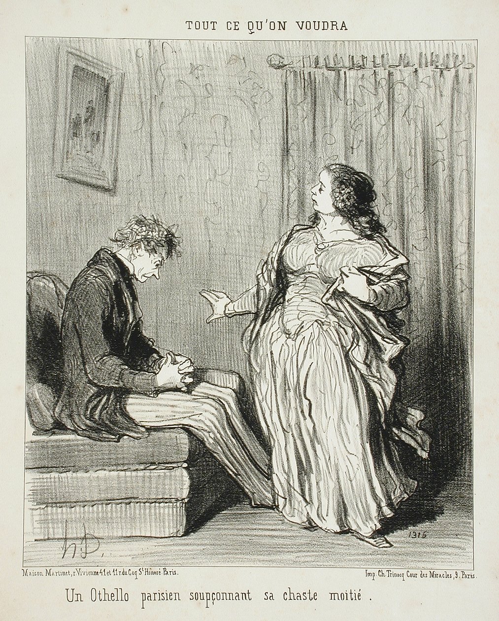 Egy párizsi Othello, aki erényes hitvesét gyanúsítja alkotó: Honoré Daumier