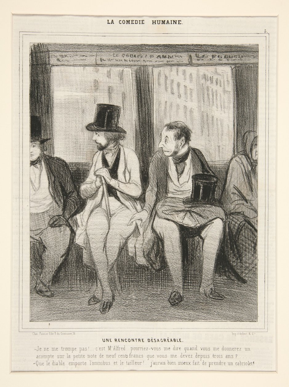 Egy kellemetlen találkozás, a „La Comédie humaine” című műből alkotó: Honoré Daumier