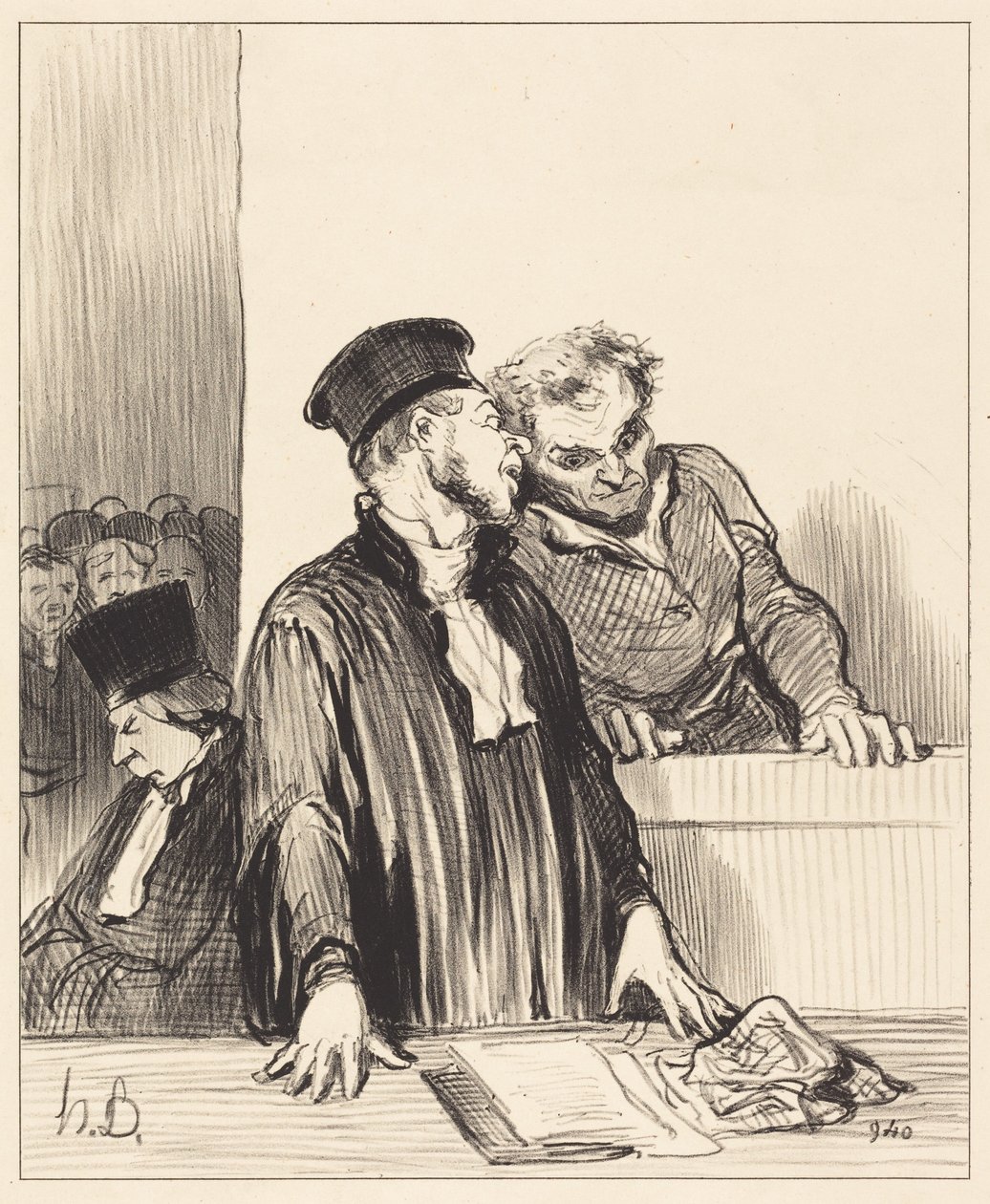 Íme, az ügyészség, amely… kellemetlen… dolgokat mond önnek… alkotó: Honoré Daumier