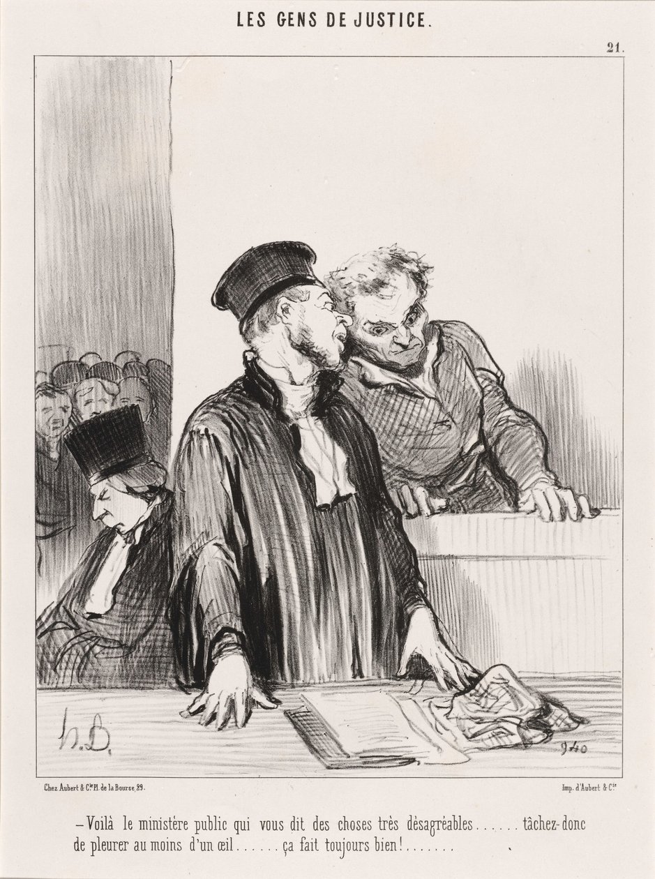 Íme az ügyészség, amely... kellemetlen dolgokat mond önnek... alkotó: Honoré Daumier