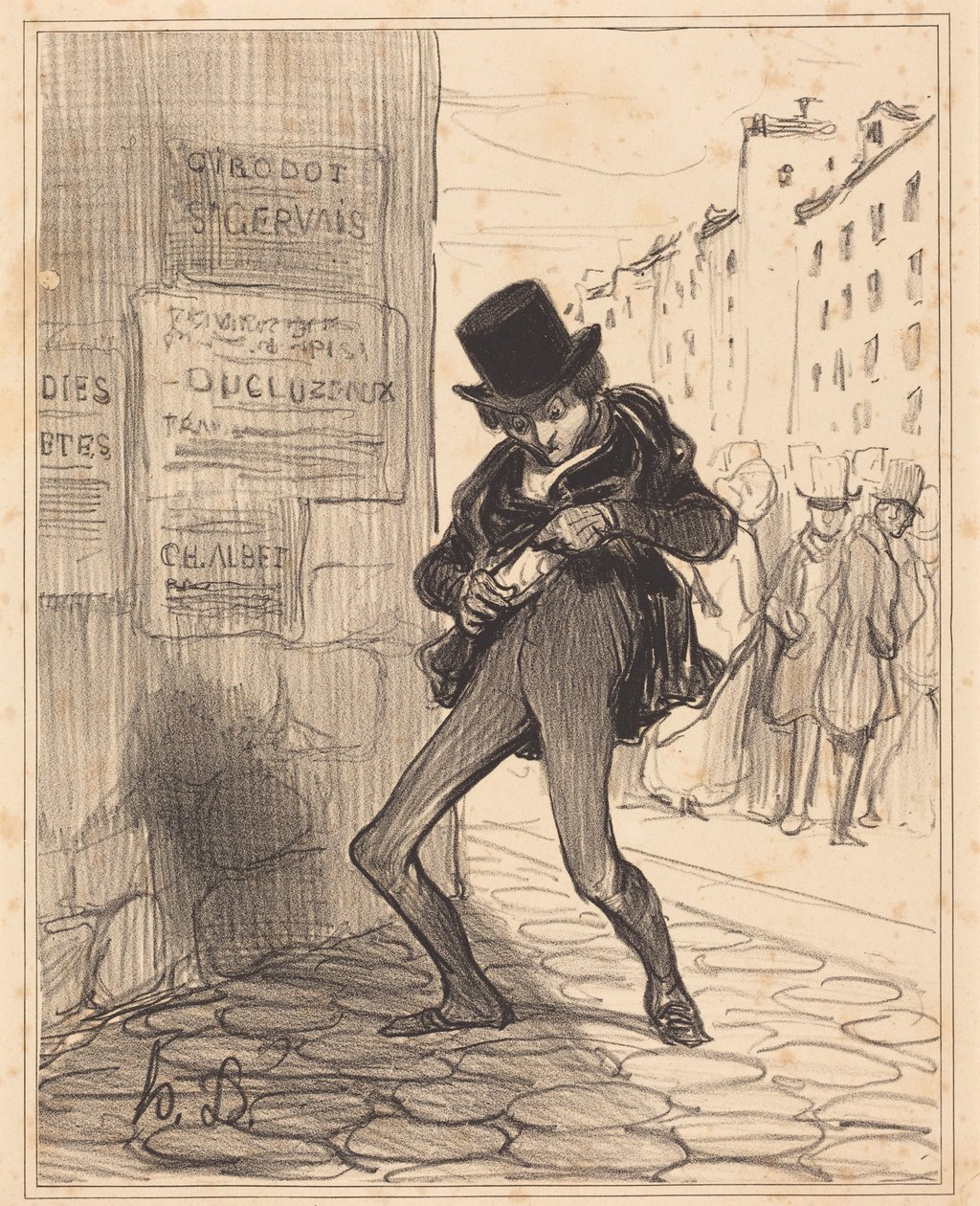 Ellopva!... A zsebtolvajok utcája... alkotó: Honoré Daumier