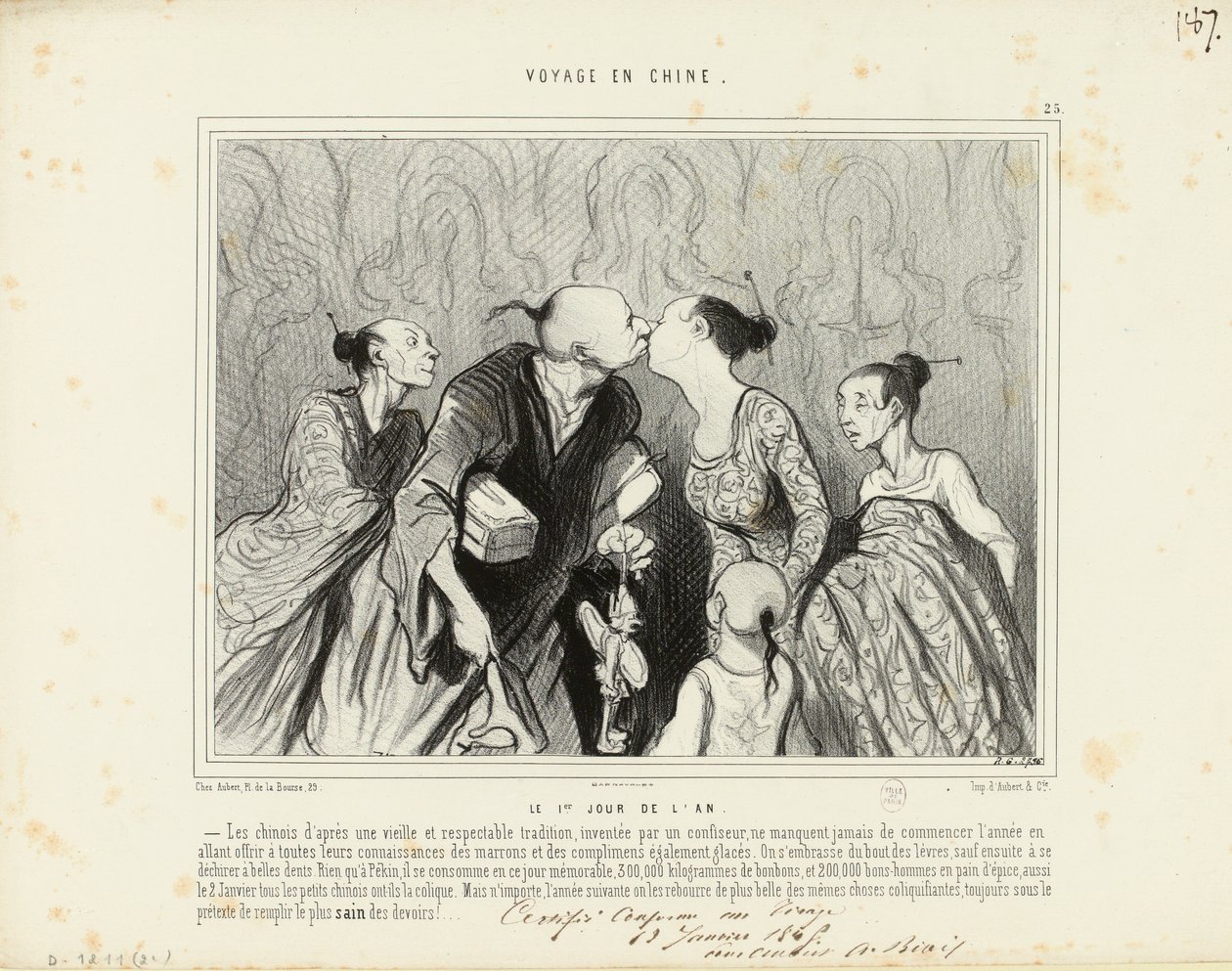 Kínai utazás 25. rész: Újév első napja. – A kínaiak egy régi és nagyra becsült hagyomány szerint... alkotó: Honoré Daumier