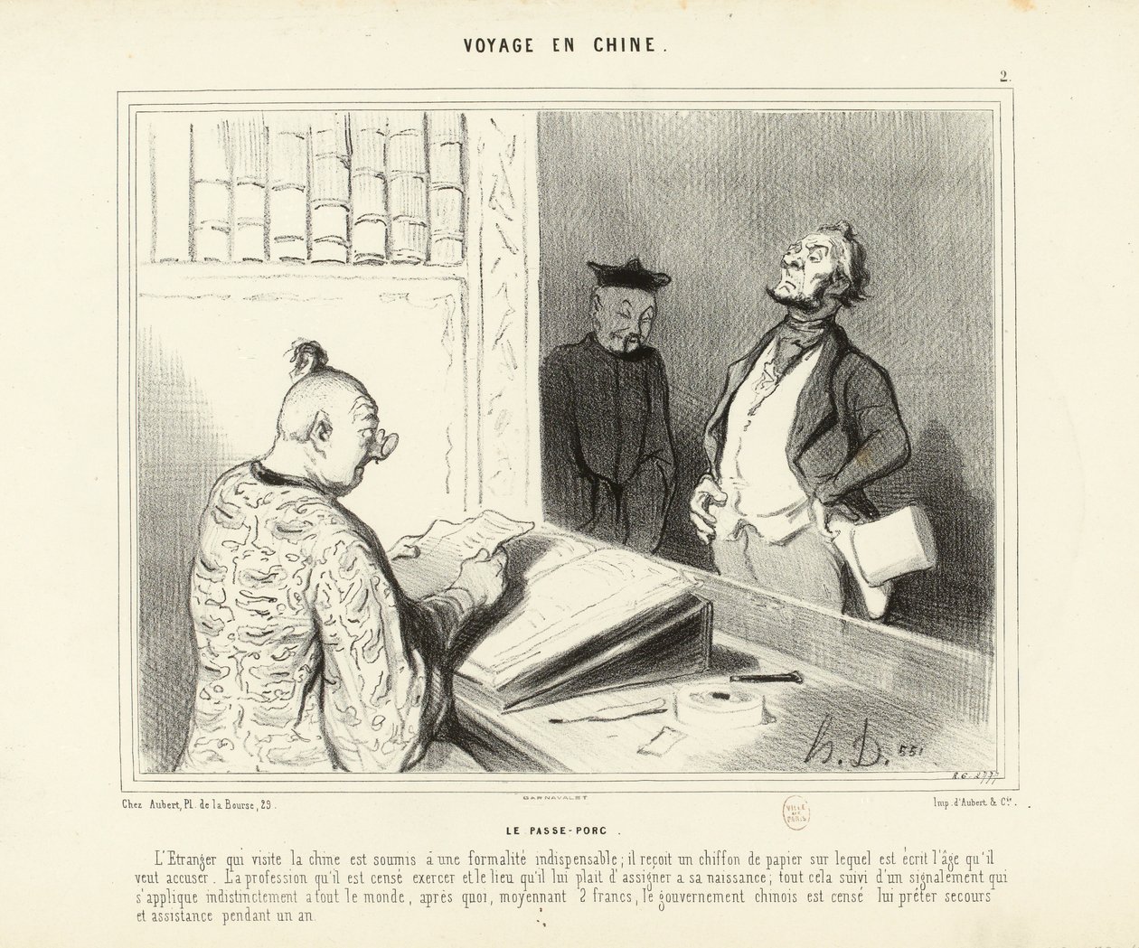 Utazás Kínába, 2. rész: A „Passe Porc”. A Kínába látogató külföldi... alkotó: Honoré Daumier