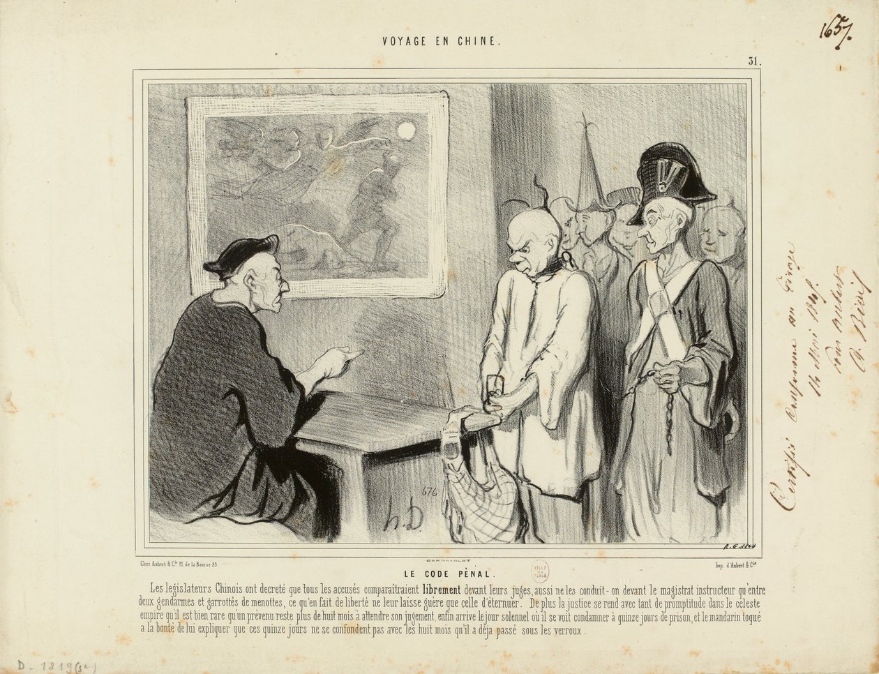 Reise nach China Nr. 31: Das Strafgesetzbuch. Die chinesischen Gesetzgeber haben beschlossen, dass alle Angeklagten... alkotó: Honoré Daumier