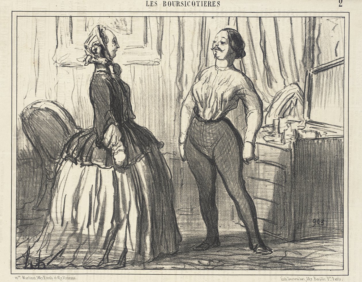 Lássuk csak... Elég férfiasnak nézek ki így? alkotó: Honoré Daumier