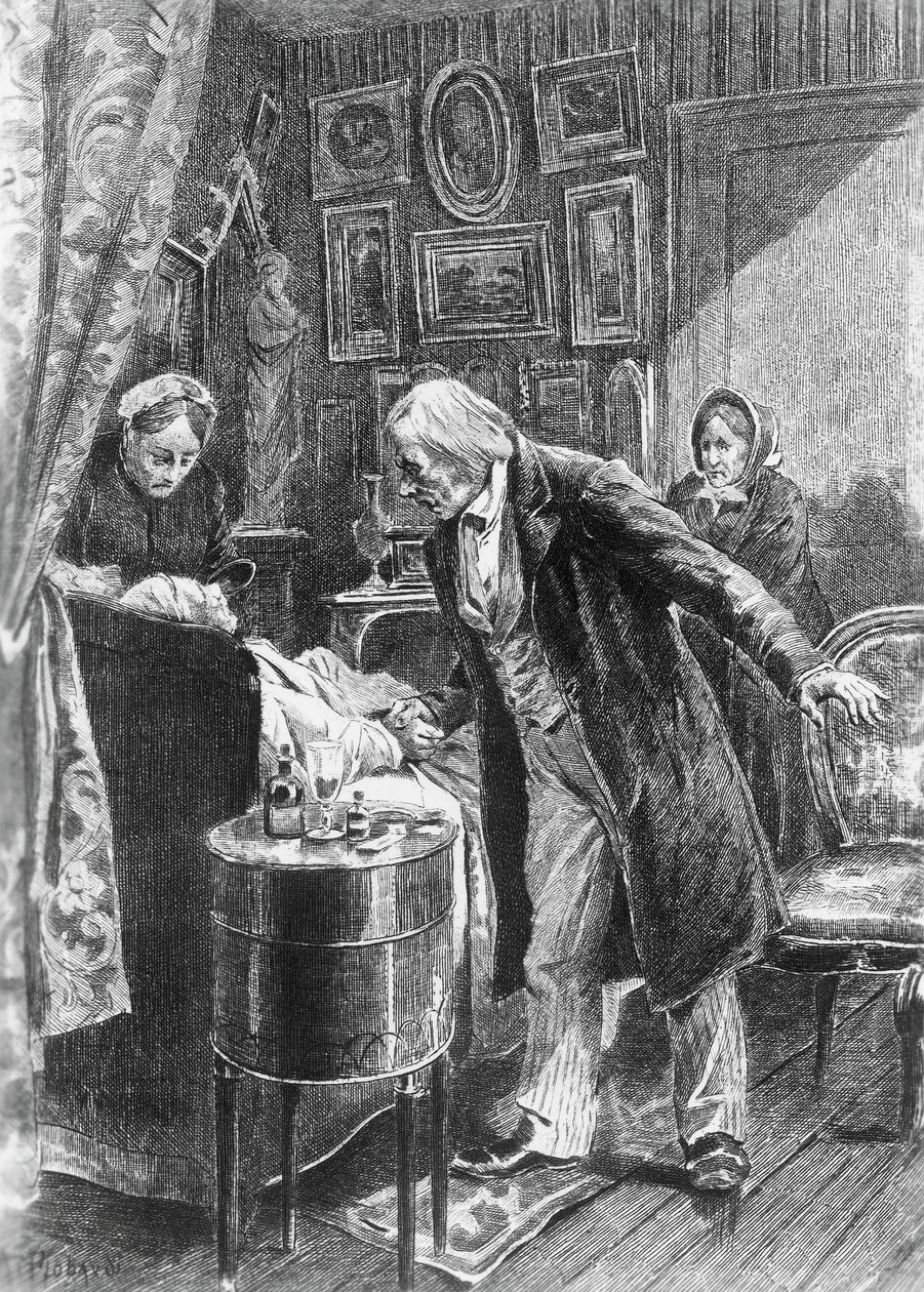Alcide Theophile Robaudi (aktív 1874-1884) illusztrációja Pons unokatestvérhez, Honore de Balzac (1799-1850) regényéhez az Emberi komédia című többkötetes gyűjteményből, 1900-ban, Párizs alkotó: Honore de Balzac