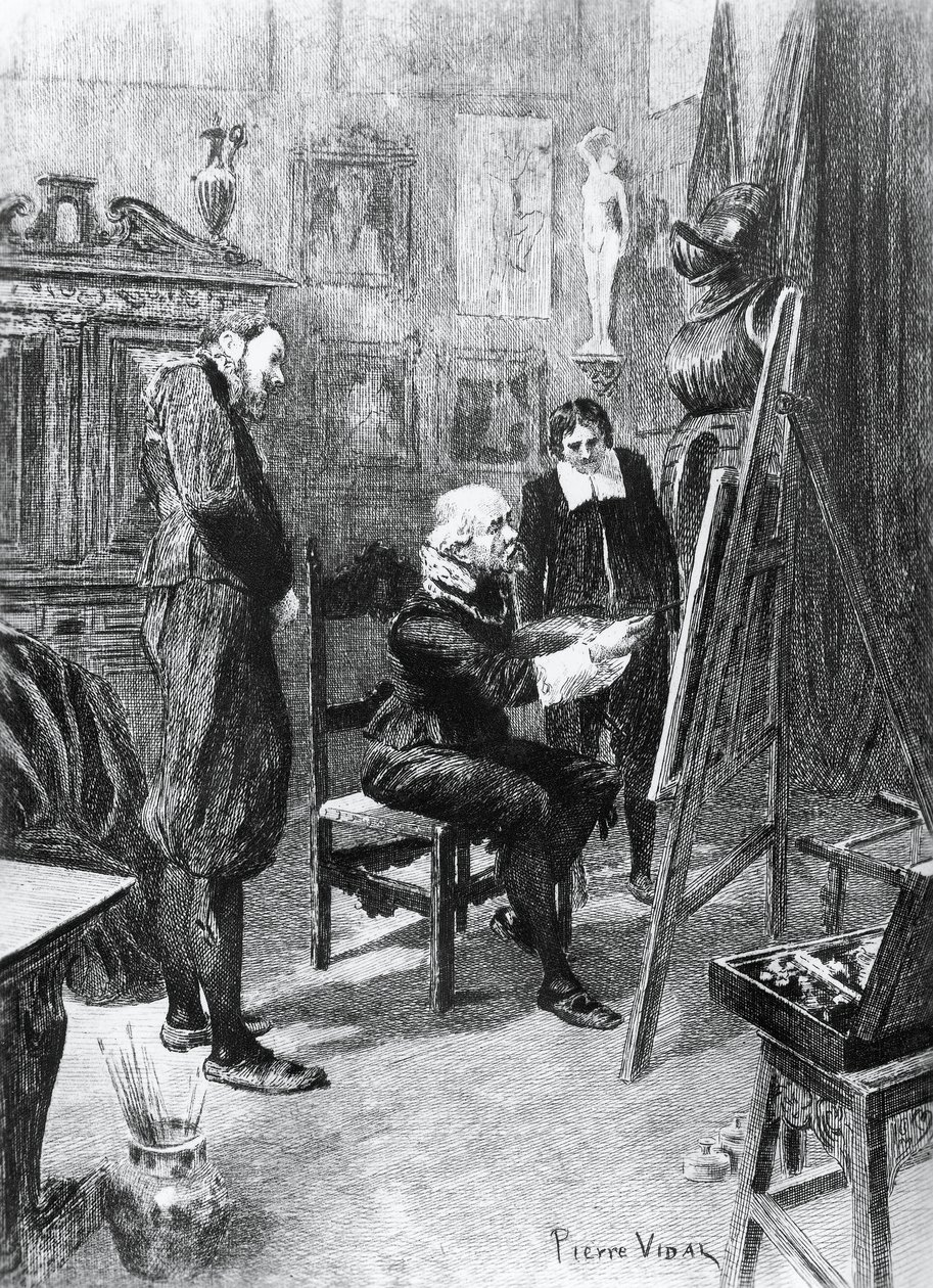 Pierre Vidal (1849-1929) illusztrációja az Ismeretlen remekműhöz, Honore de Balzac (1799-1850) novellája a Human Comedy című többkötetes gyűjteményből, 1901-ben, Párizs alkotó: Honore de Balzac
