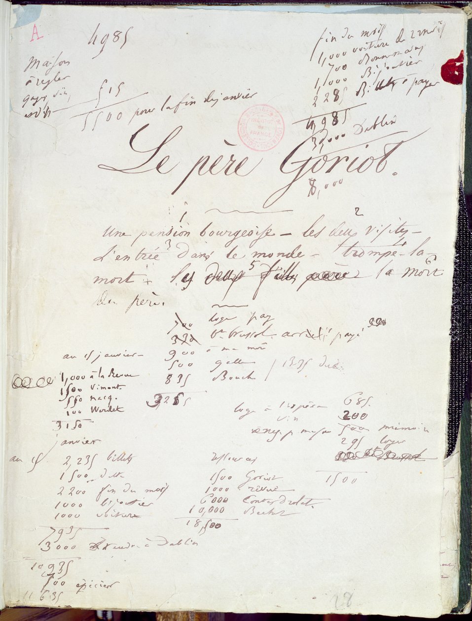 A „Le Pere Goriot” 88. kéziratos oldala; „Az emberi vígjáték”; alkotó: Honore de Balzac