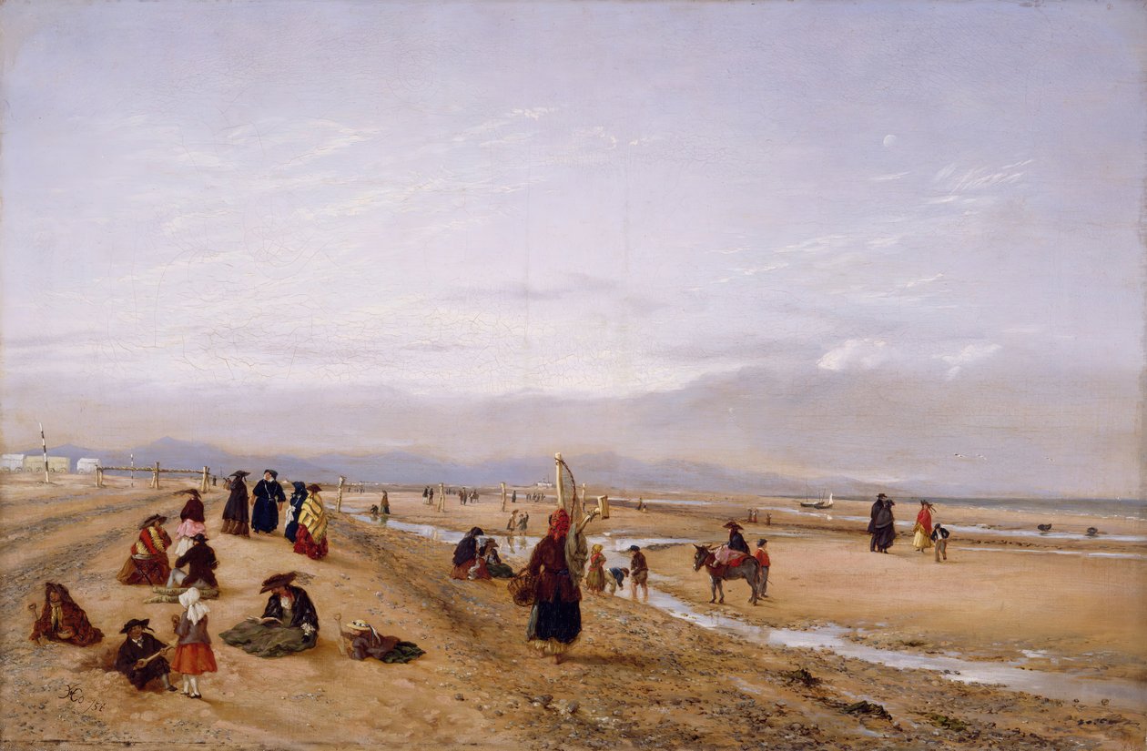 A homokon Rhylben, Észak-Walesben, 1856. alkotó: Hopkins Horsley Hobday Horsley