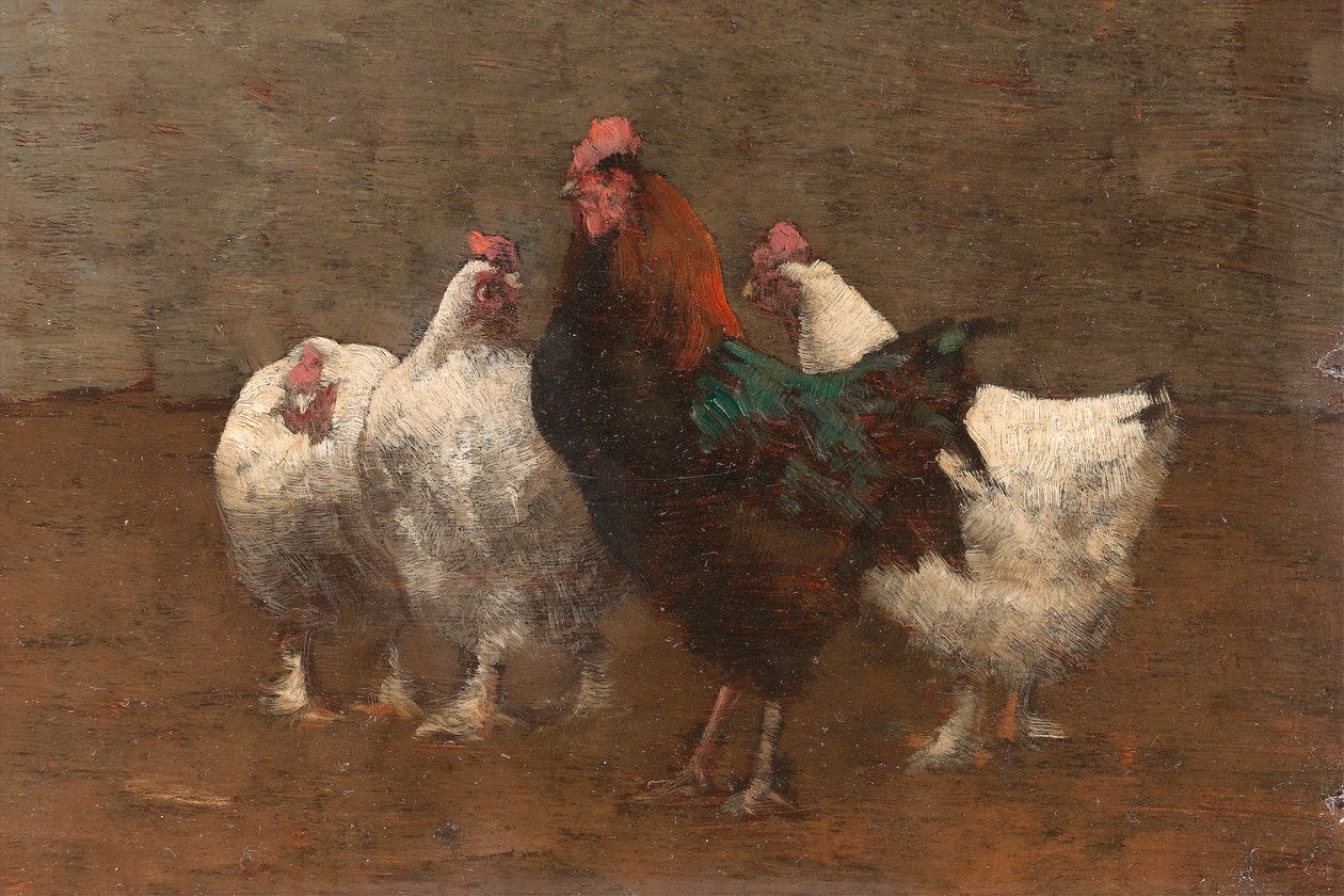 Fowls, 1896 olaj, fedélzeten, 244425 részlet alkotó: Horace Mann Livens