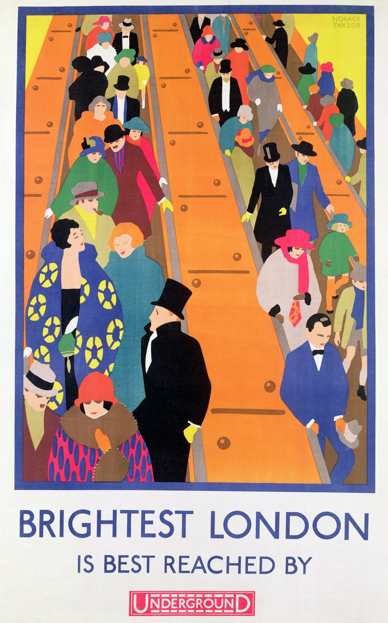 A legfényesebb London a legjobban elérhető metróval, 1924, a Dangerfield Co. nyomta alkotó: Horace Taylor