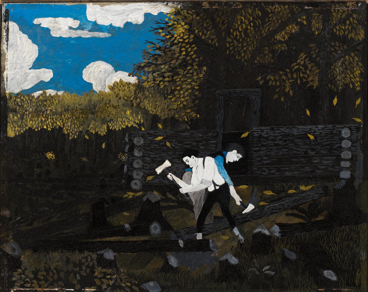 Abraham Lincoln és apja a Pigeon Creeken építik a kunyhójukat alkotó: Horace Pippin