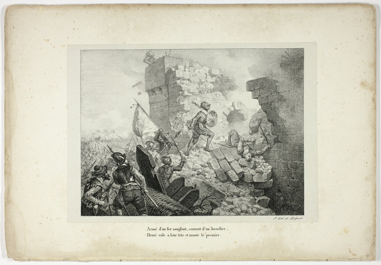 Véres vassal felfegyverkezve, pajzzsal borítva... alkotó: Horace Vernet