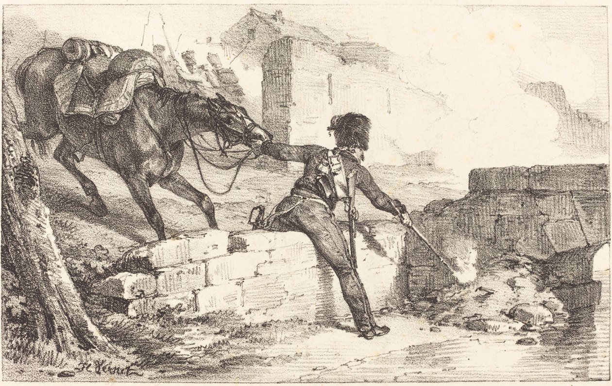 Tüzér aknára gyújt alkotó: Emile Jean Horace Vernet