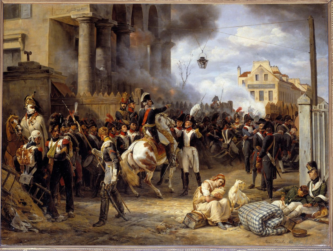 Franciaország hadjárata: „” La barriere de Clichy, Párizs védelme 1814.03.30-án”” Középen Moncey tábornok. Emile Horace Vernet (1789-1863) festménye 1820 V. 0,97 x 1,30 m alkotó: Emile Jean Horace Vernet