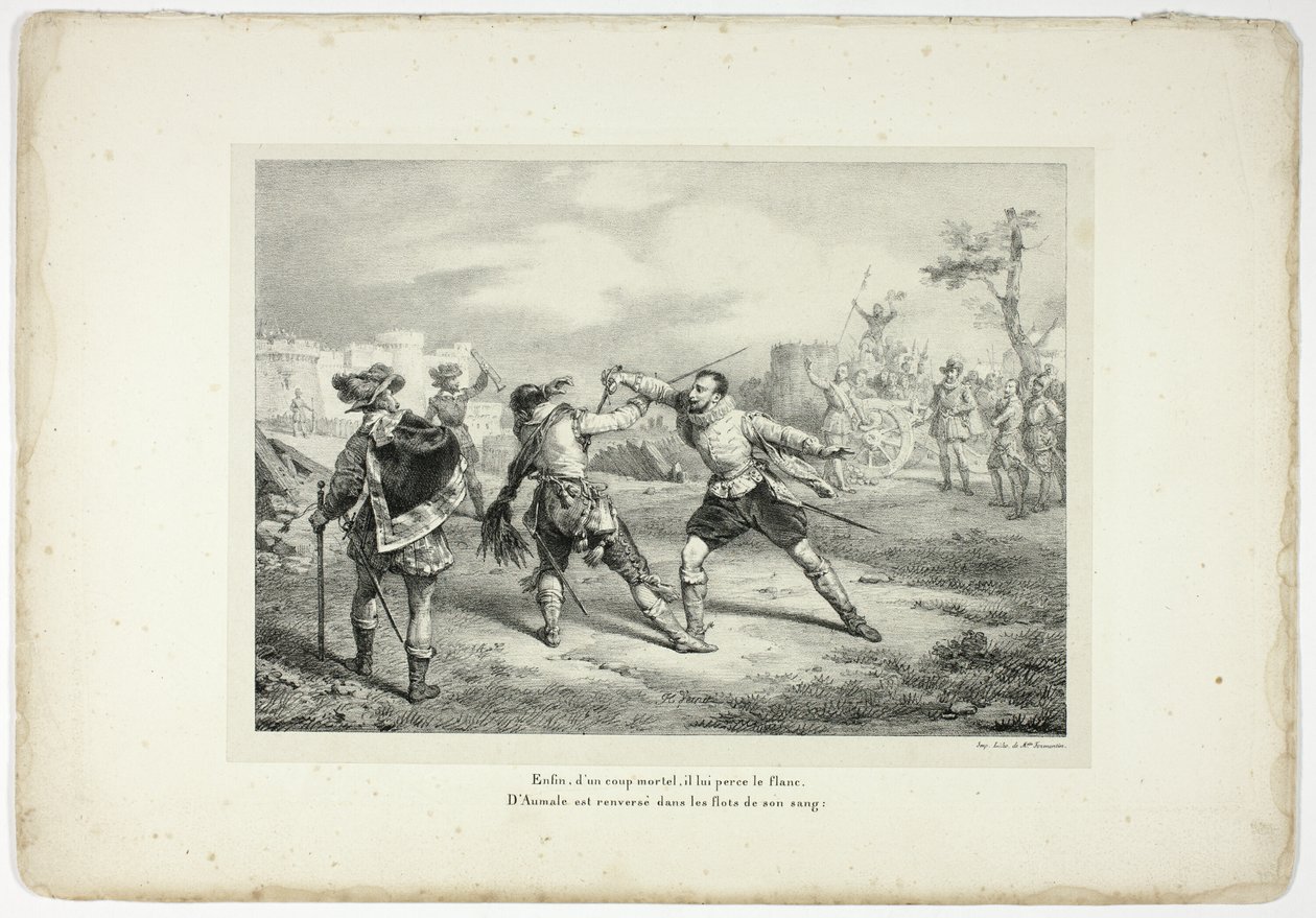 Végül egy végzetes csapással átdöfte az oldalát... alkotó: Horace Vernet