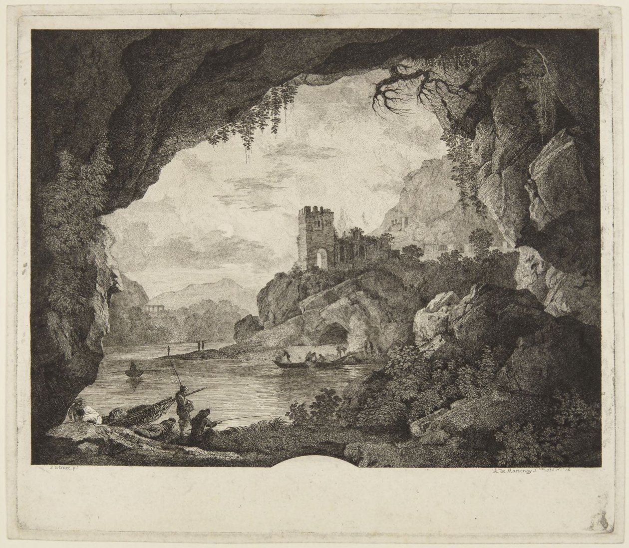 Horgászat holdfényben alkotó: Horace Vernet