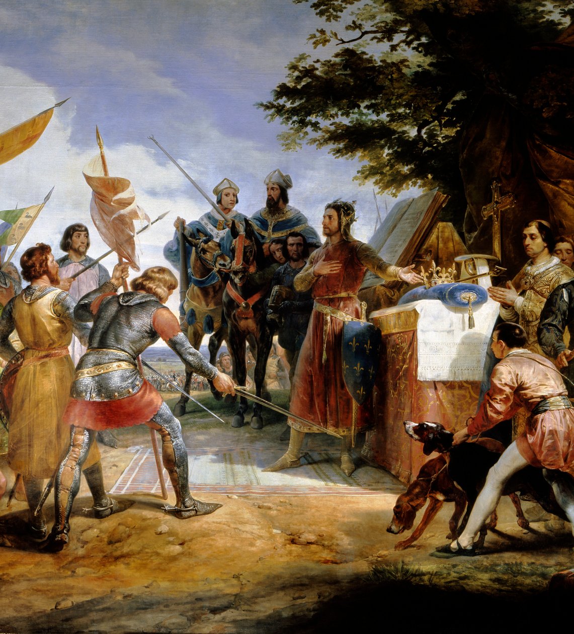 Francia-angol háború (1202-1214): „” a bouvines-i csata 1214. július 27-én, Philippe Auguste játékba helyezi Franciaország koronáját”” Szembeszállt Philippe Auguste francia hadseregével IV. Othon flamandjai és welfjei ellen. . A francia győzelem döntő volt alkotó: Emile Jean Horace Vernet