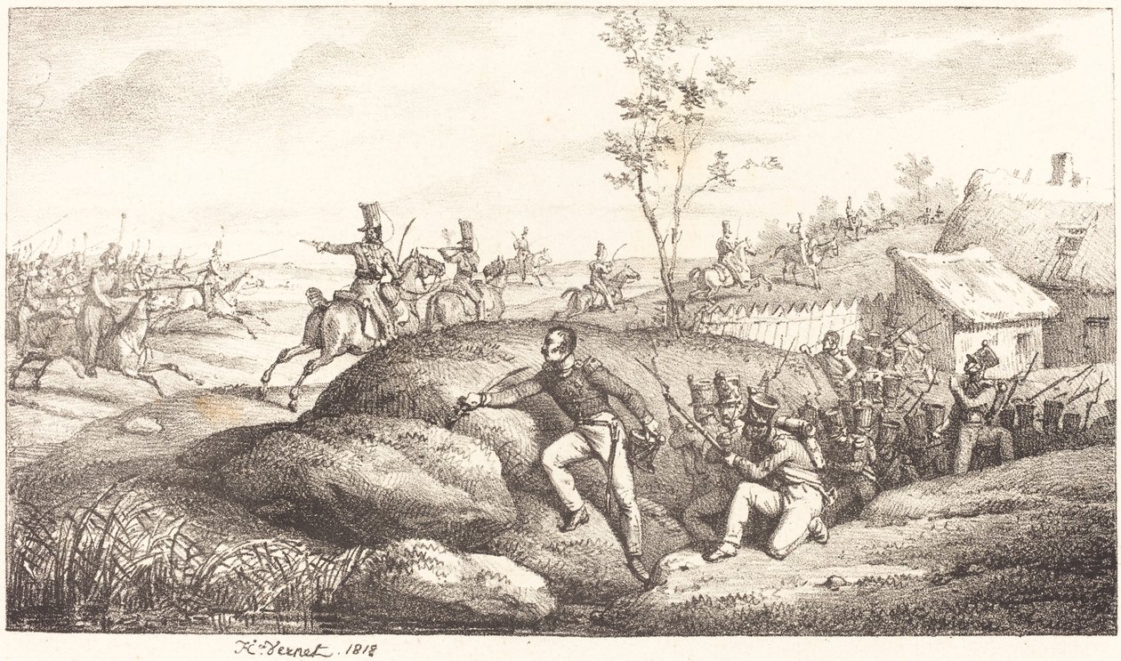 Gyalogos les a kozákok ellen alkotó: Emile Jean Horace Vernet