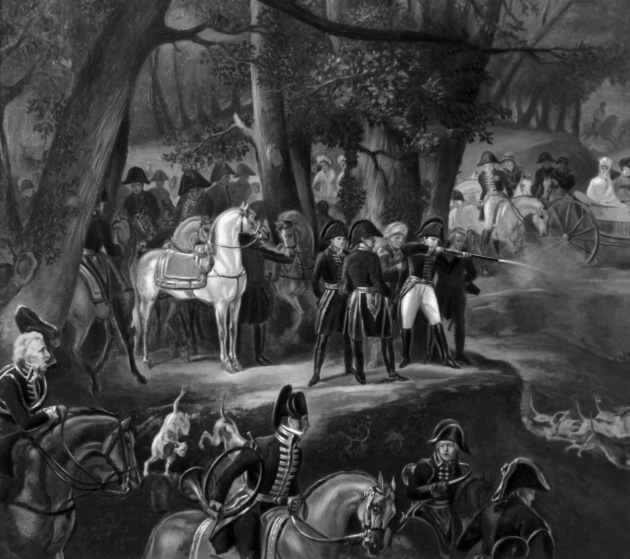 I. Napóleon vadászik a Fontainebleau-i erdőben alkotó: Emile Jean Horace Vernet