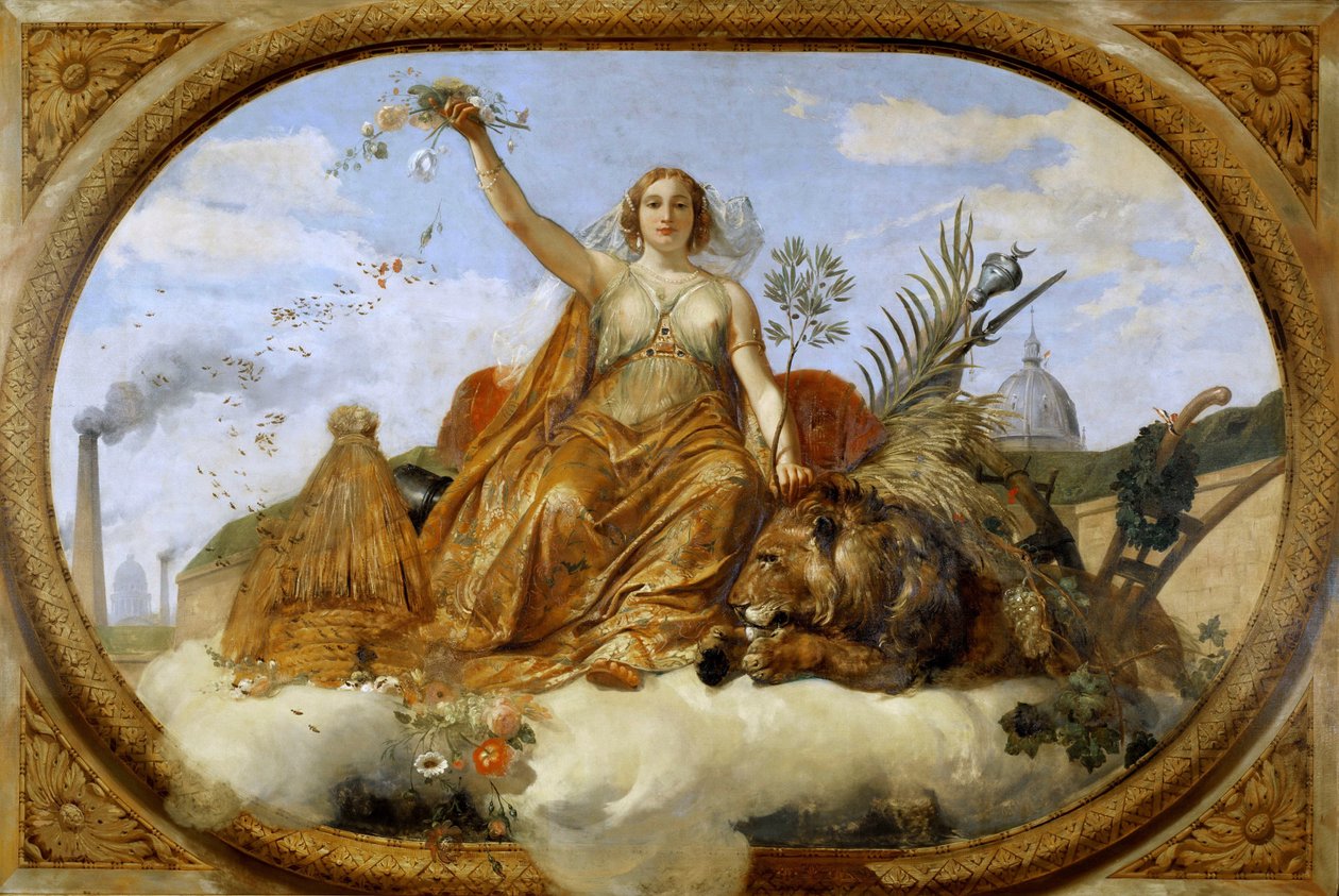 Béke mennyezeti festmény, Salle des Pas Perdus, 1839-1847. alkotó: Emile Jean Horace Vernet