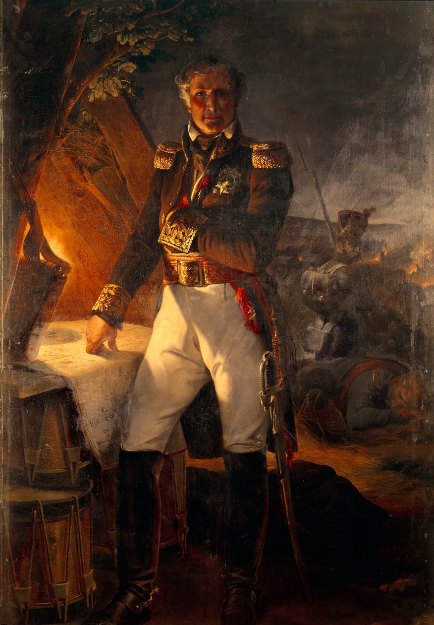 Portré Laurent Marquis de Gouvion Saint Cyr (1764-1830) marechal of the Empire lábában a polotski csatában Emile Horace Vernet (1789-1863) 19. századi V. festménye. 2,2x1,42 m alkotó: Emile Jean Horace Vernet