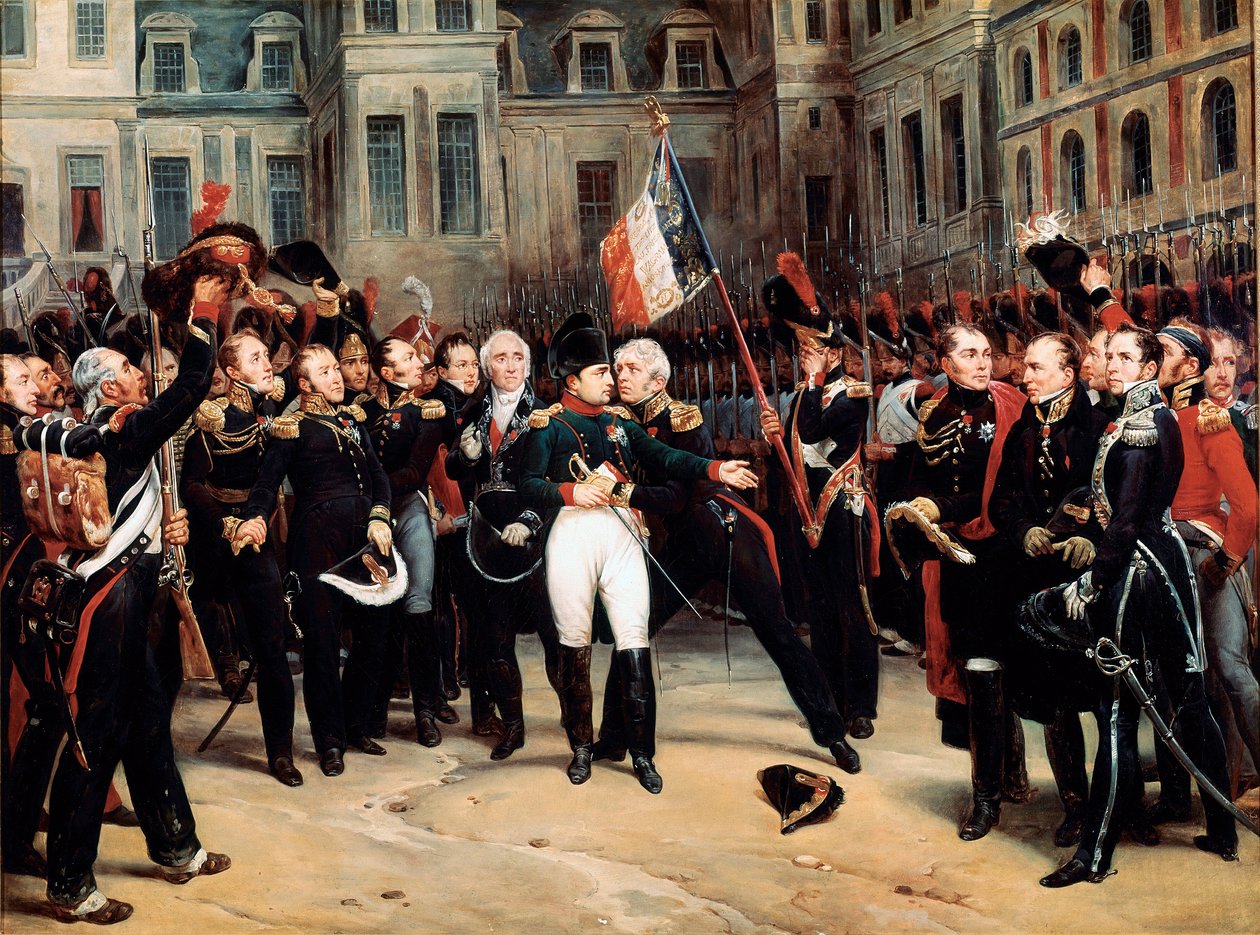 Bonaparte Napóleon búcsúja a fontainebleau-i birodalmi gárdától alkotó: Emile Jean Horace Vernet