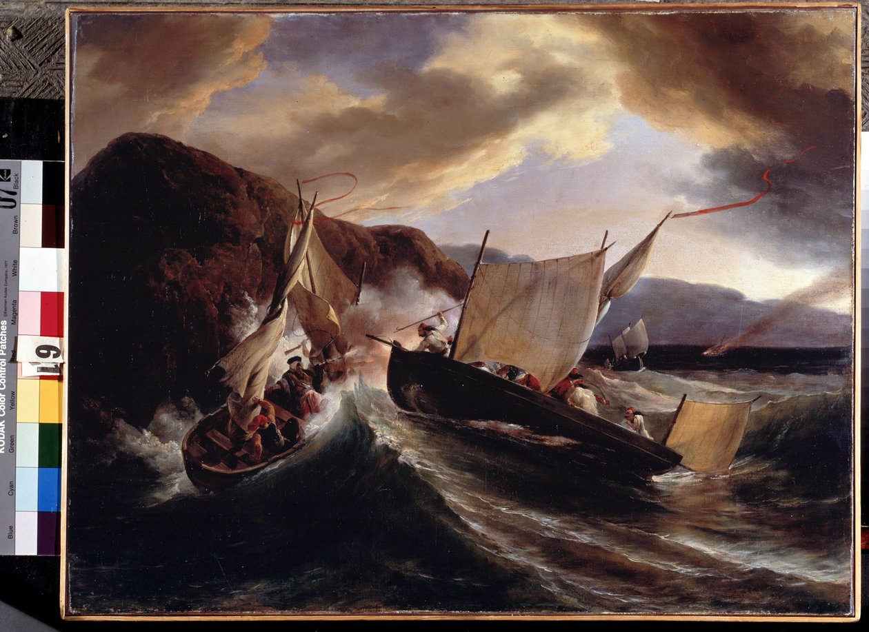 Tengeri csata. Horace Vernet (1789-1863) festménye. Olaj, vászon, 54 x 70 cm alkotó: Emile Jean Horace Vernet