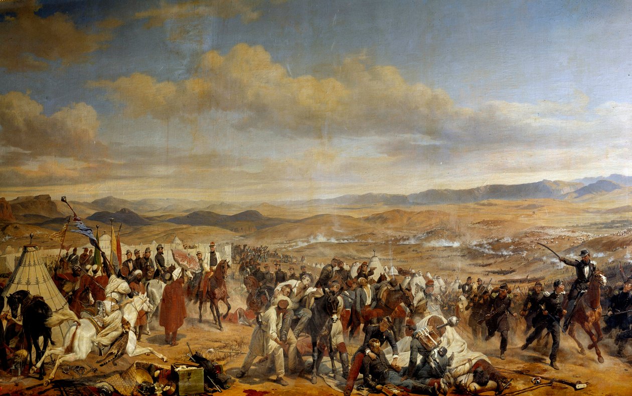 Isly győzelmét Marechal Bugeaud nyerte sidi Mohamed abd el Rhaman, a szultán fia marokkói csapatai felett 1844.08.14-én Részlet. Horace Vernet (1789-1863) festménye XIX alkotó: Emile Jean Horace Vernet