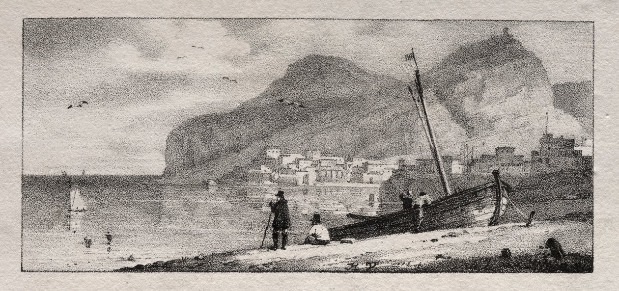 Kilátás a tengeri kikötőre alkotó: Emile Jean Horace Vernet