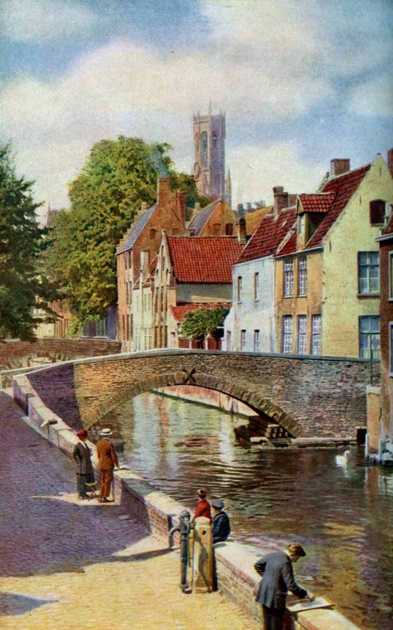 Bridge and Green Quay, Brugge, Belgium, 1924. alkotó: Horace W Nicholls