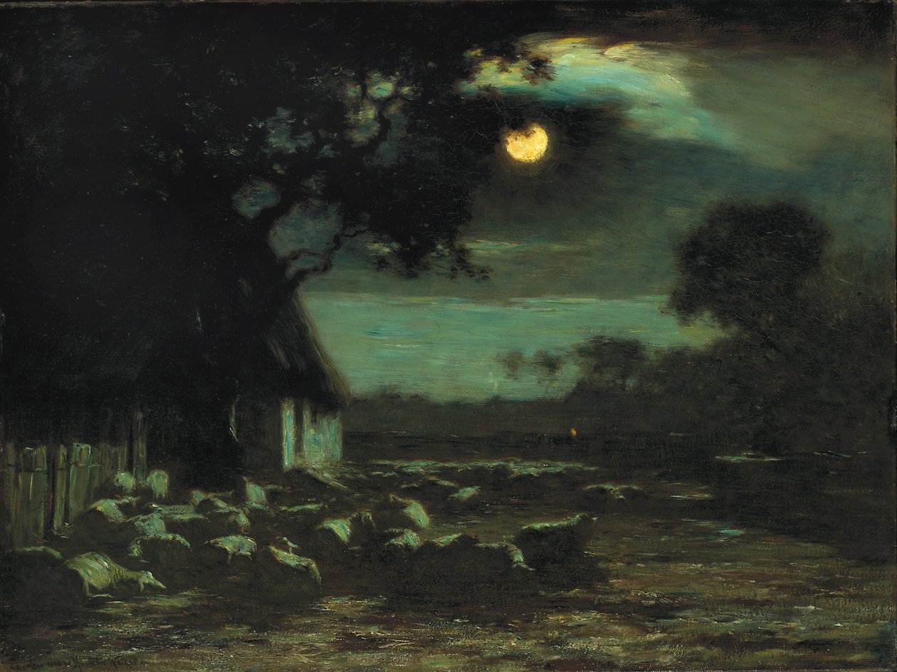 Sheepyard, Holdfény, 1906. alkotó: Horatio Walker