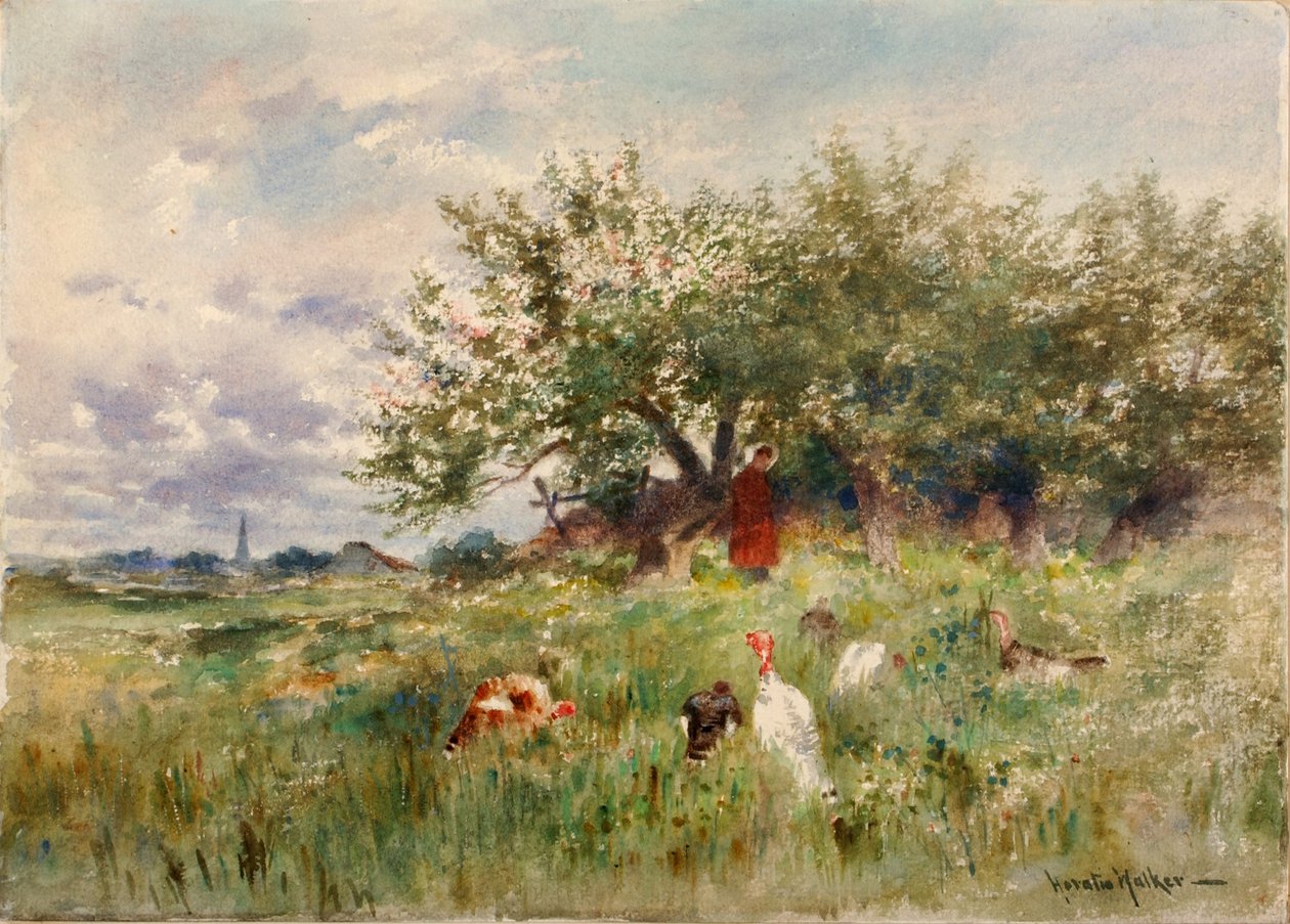 A pulykák figyelése alkotó: Horatio Walker