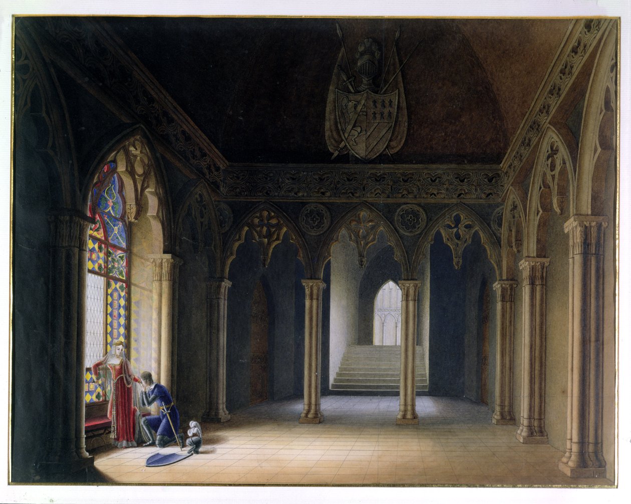 A lovagok indulása (akvarell) alkotó: Hortense de Beauharnais