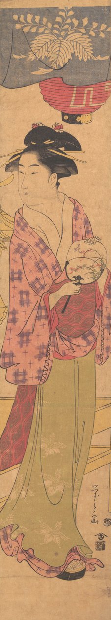 Egy lány rajongóval, kb. 1780. alkotó: Hosoda Eishi