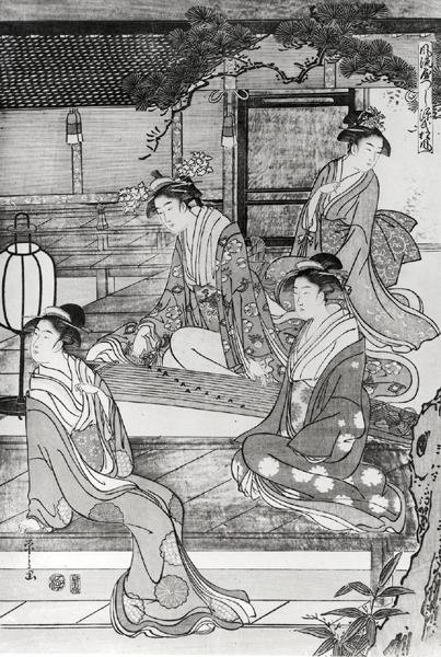 Nő, aki a Koto-t játszik alkotó: Hosoda Eishi