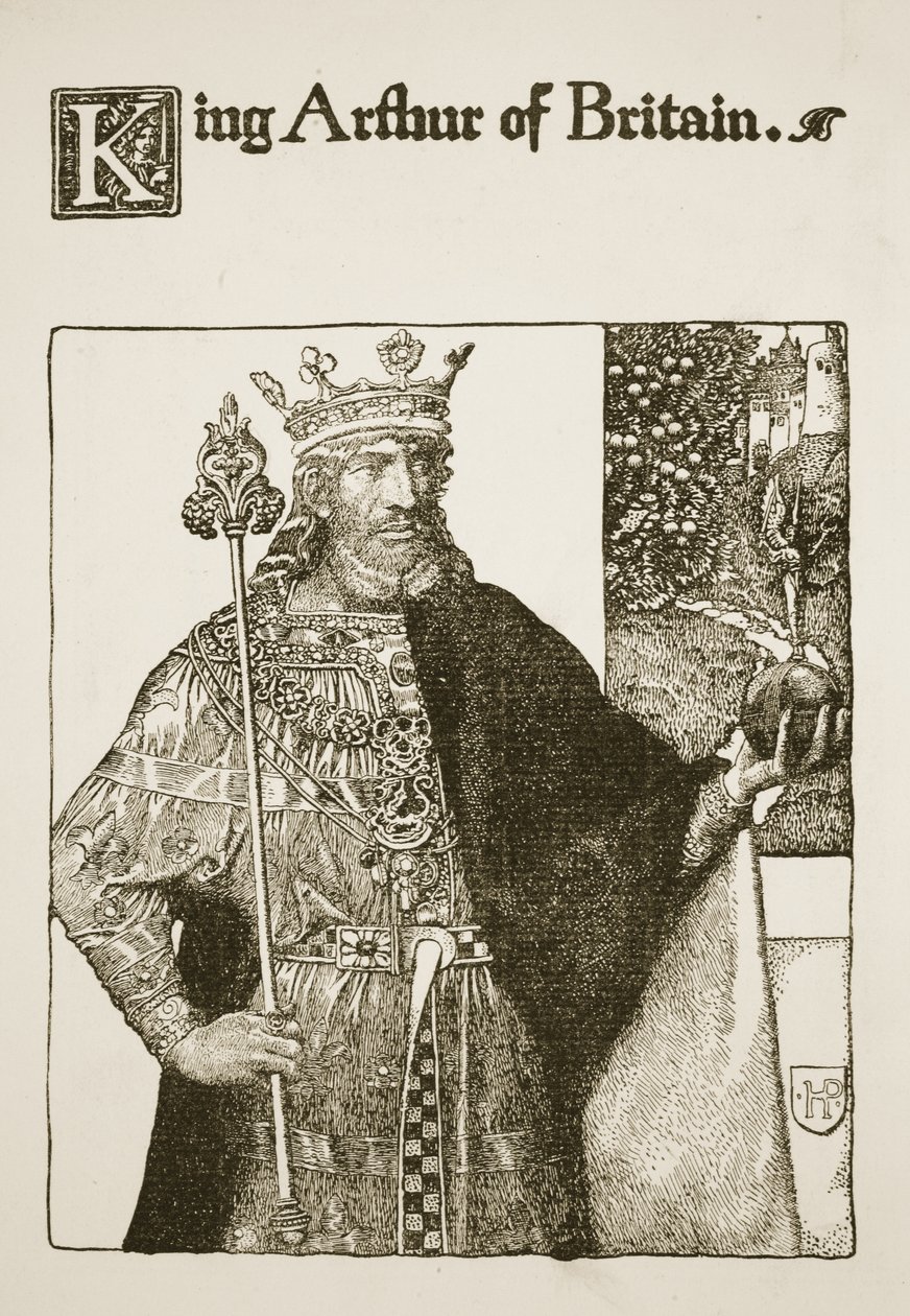 Arthur brit király, illusztráció az „Artúr király és lovagjai története” című filmből, 1903 alkotó: Howard Pyle