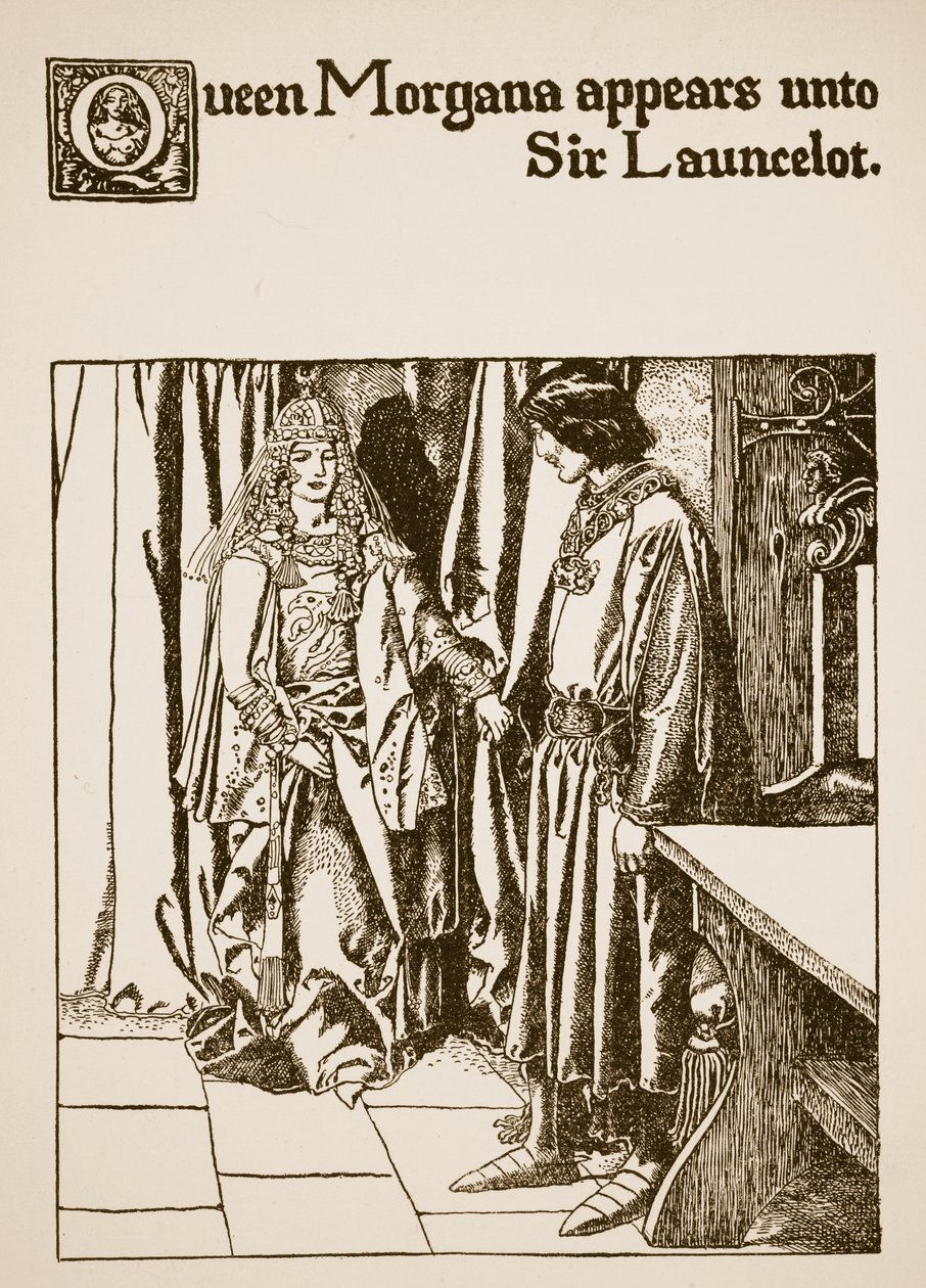 Morgana királynő megjelenik Sir Launcelotnak, illusztrációja A kerekasztal bajnokainak történetéből alkotó: Howard Pyle