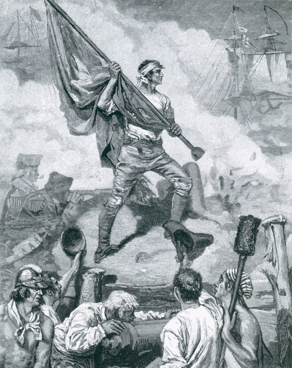Jasper őrmester a Fort Moultrie-i csatában, 1776. június 28., Illusztráció Thomas Wentworth Higginson „The Dawning of Independence” című művéből, pub. a Harper