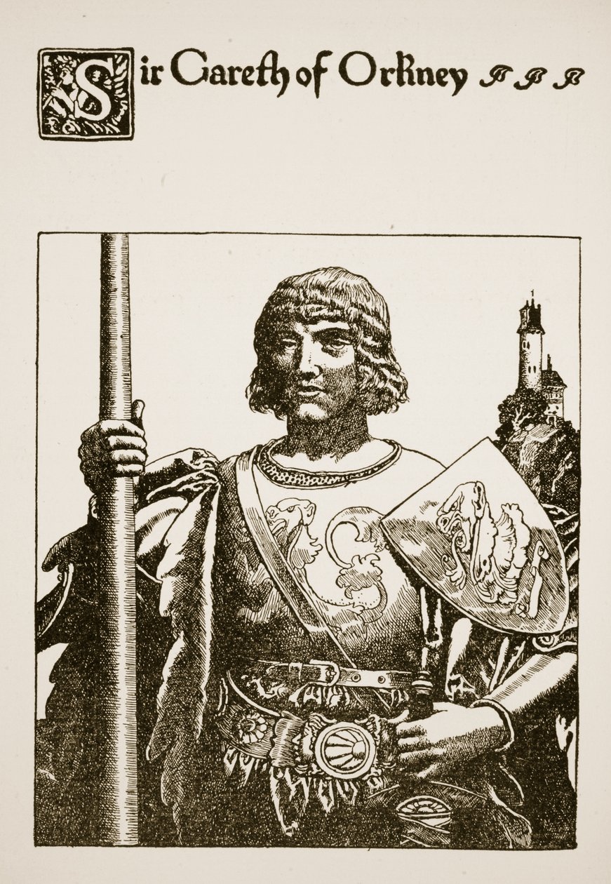 Sir Gareth of Orkney, illusztráció a Sir Launcelot és társai történetéből, 1907 alkotó: Howard Pyle